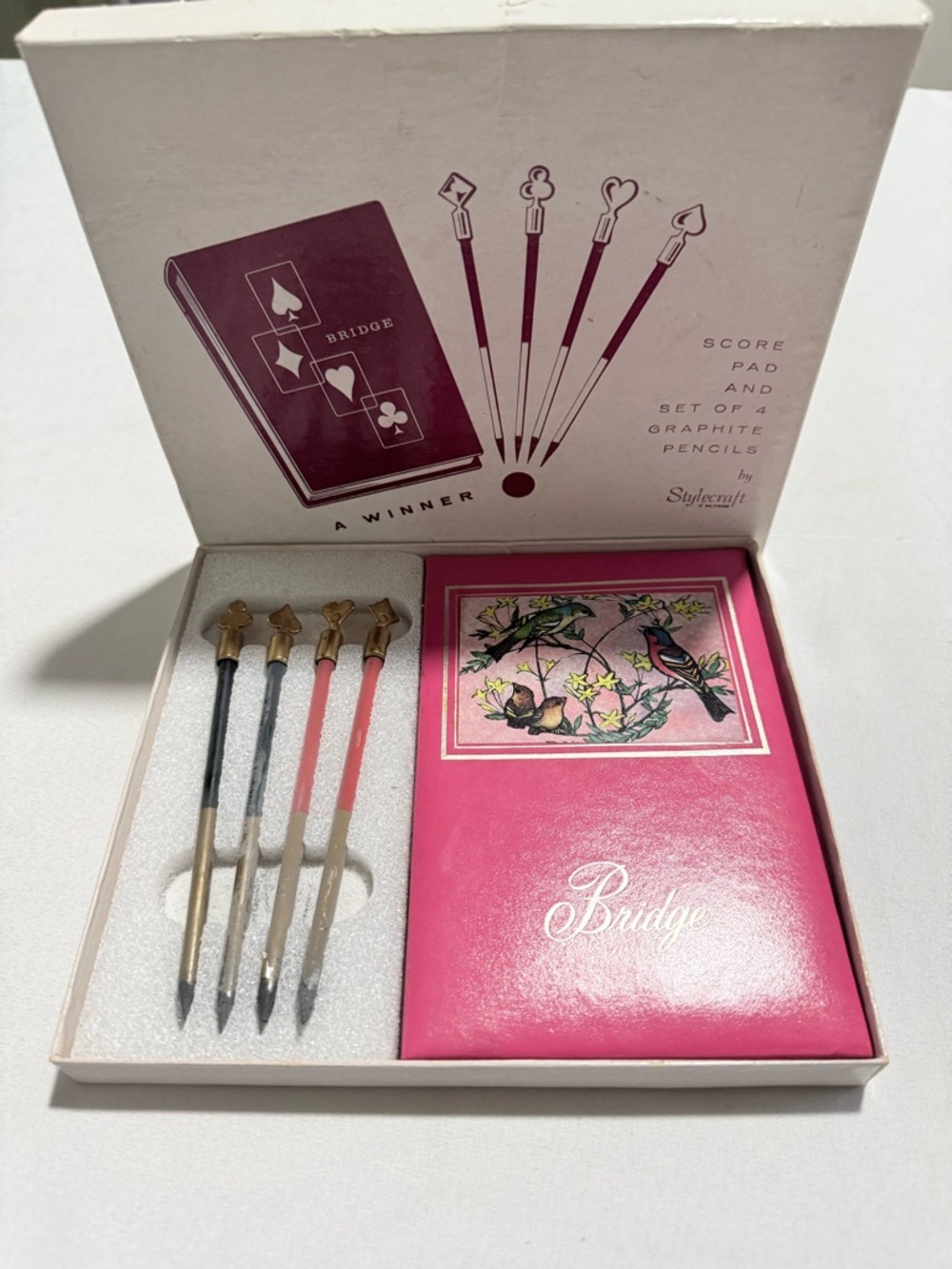 Vintage Stylecraft Bridge Score Pad & Set of Graphite Pencils